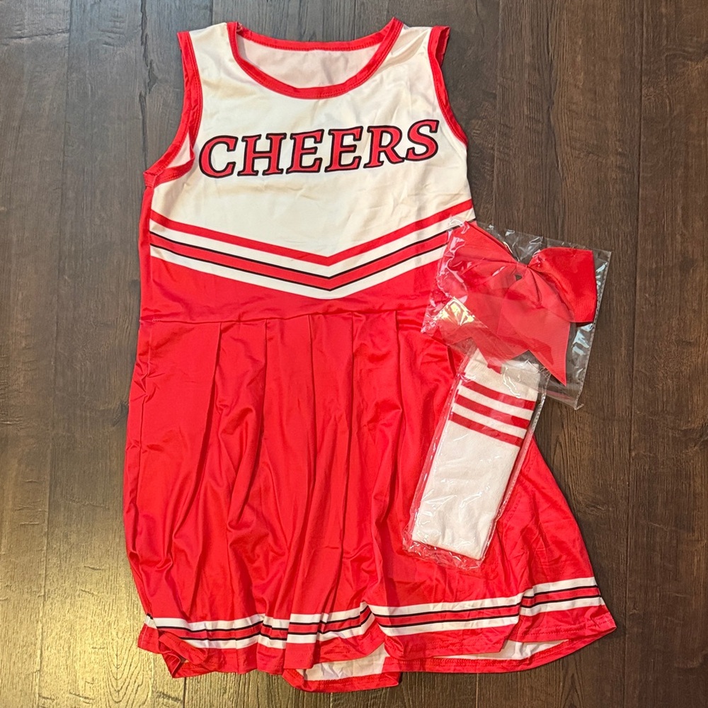 Amazon Red and White "CHEERS" Cheerleader Costume